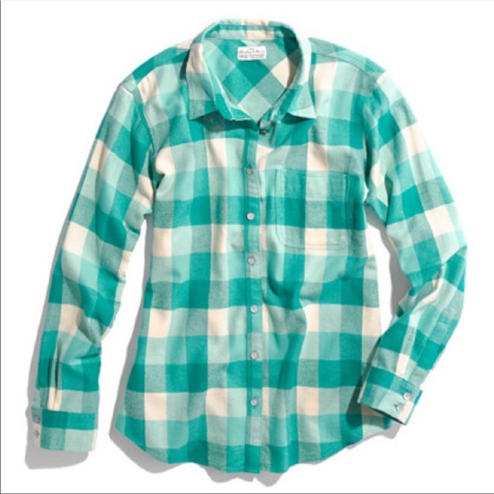 Madewell by Broadway & Broome Flannel Checkered / Plaid in teal / turquoise